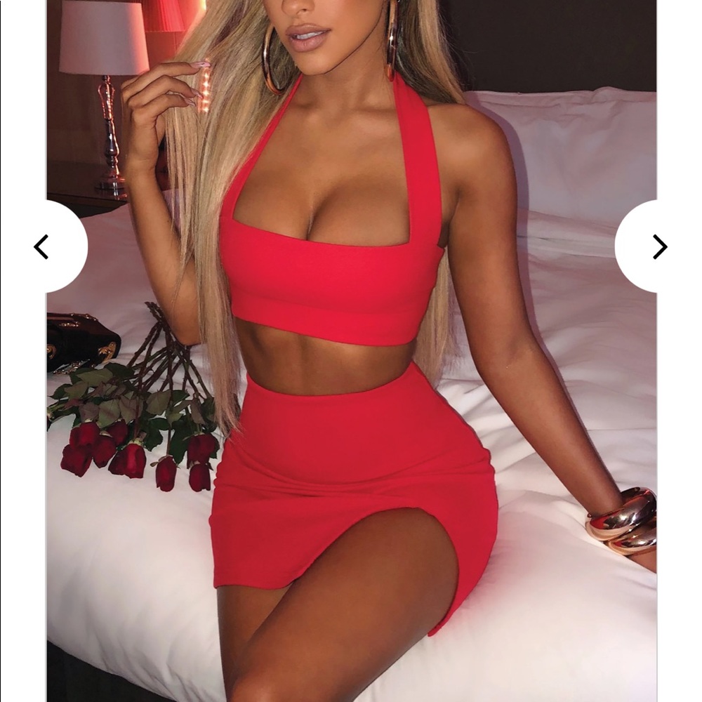 Red Skirt and Top Matching set